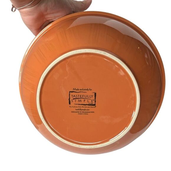 Tastefully Simple 9.5” Orange Serving Bowl - microwave safe dishwasher safe - Picture 8 of 8